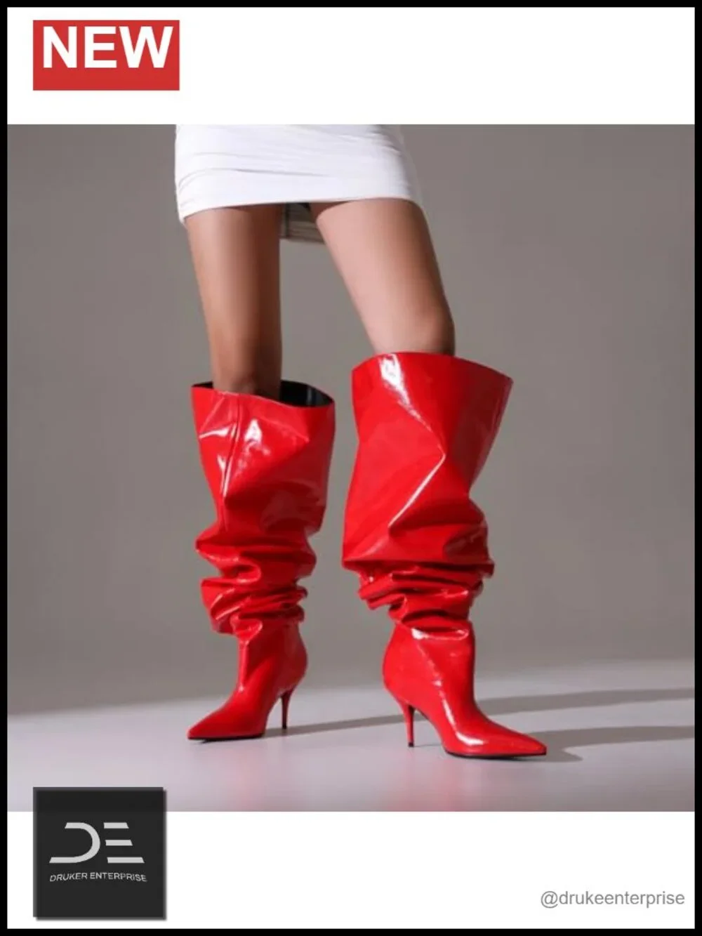 Wide Calf Stiletto Heel Over the Knee Boots Women Faux Leather Thigh High